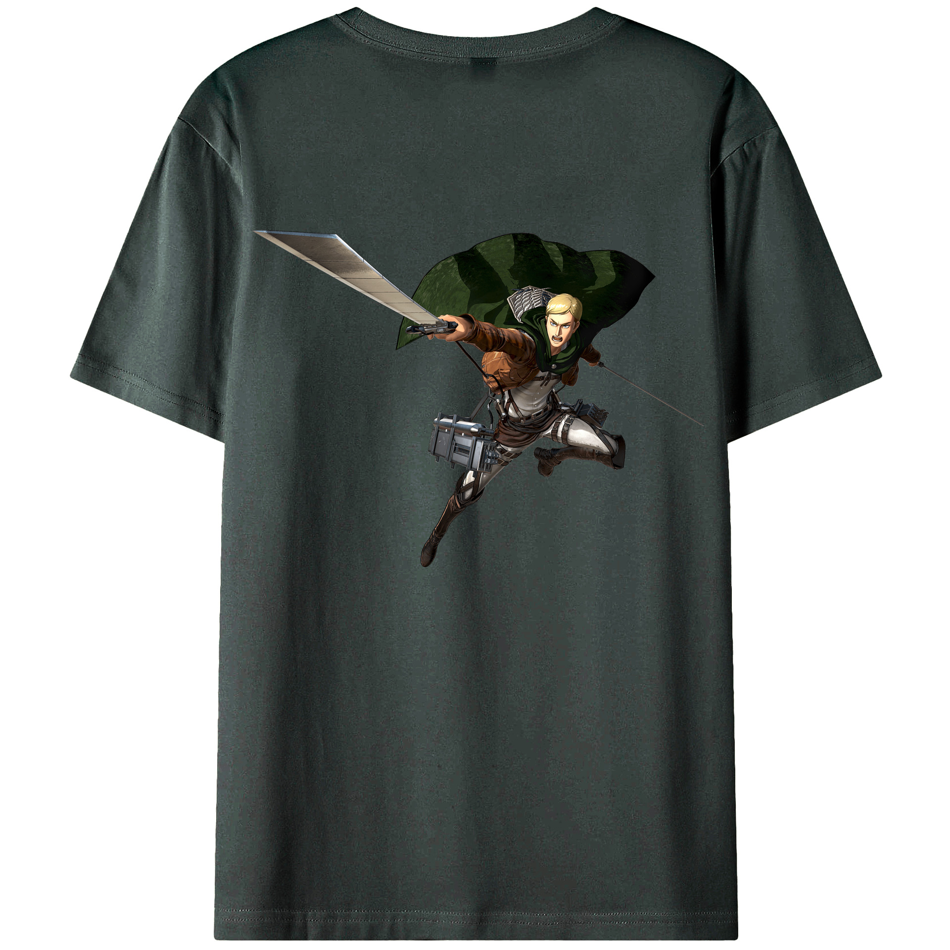 （画像用） 進撃の巨人 エルヴィン・スミス Attack on Titan Erwin Smith 綿100％ メンズ半袖Tシャツ（バックプリント） 通気性